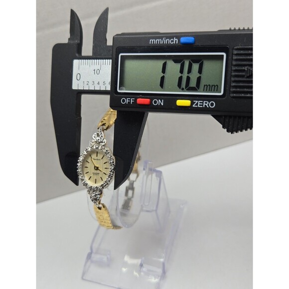 Vintage Armitron Diamond Quartz Womens Gold Tone Oval Cocktail Watch New Battery main image 5